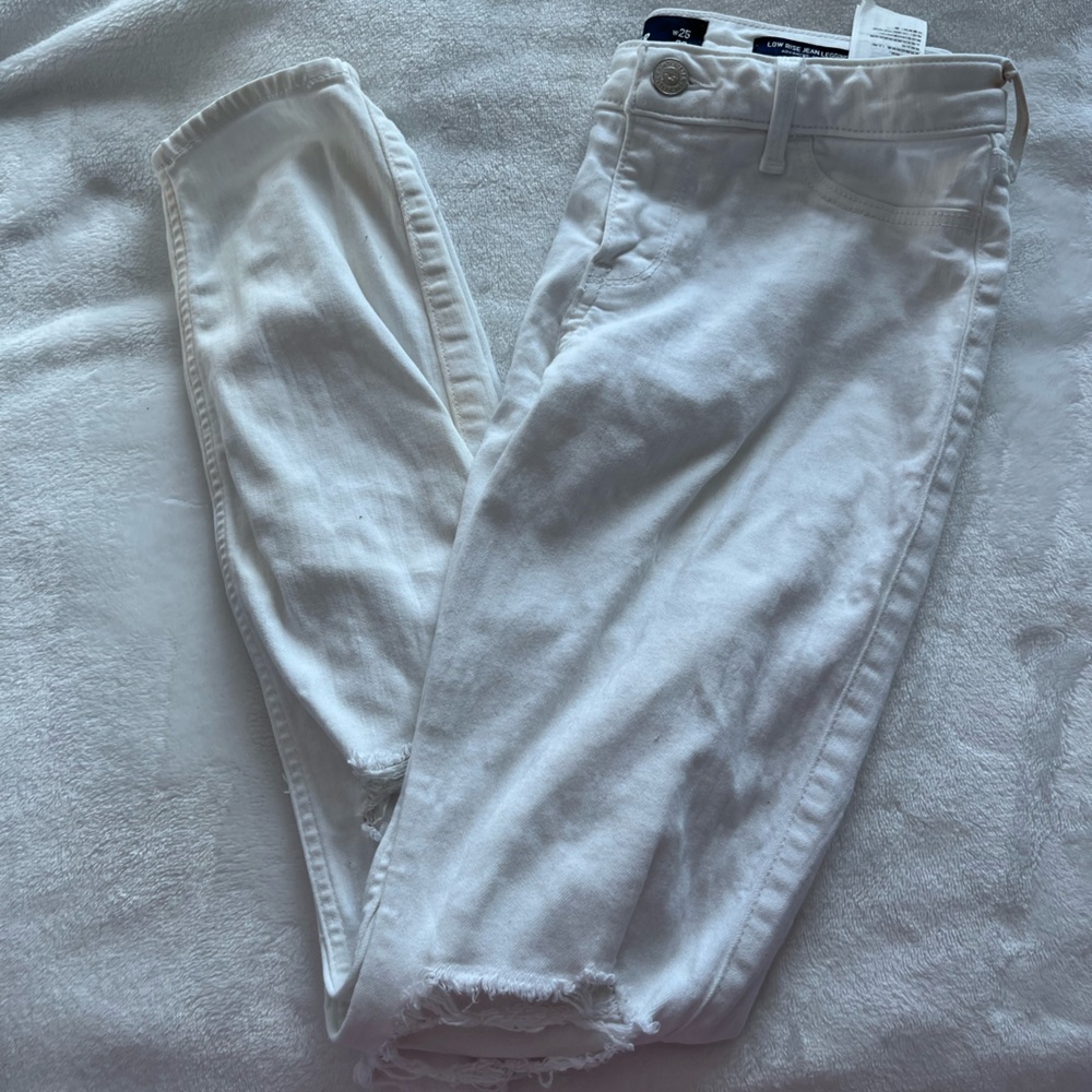 hollister white low rise jean leggings